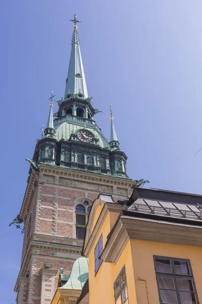 Gamla Stan, o en eski kilisede Aziz Nikolaos Kilisesi olduğunu — Stok fotoğraf