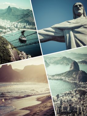 Rio de Janeiro (Brezilya) görüntülerin - kolaj seyahat arka plan (m