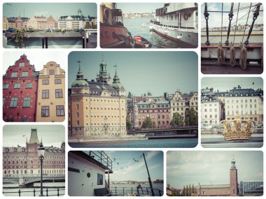 Stockholm (İsveç) görüntülerini kolaj - arka plan (benim pho seyahat