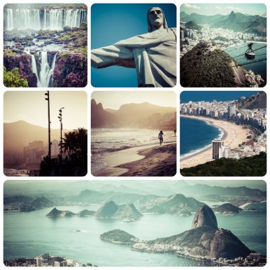 Rio de Janeiro (Brezilya) görüntülerin - kolaj seyahat arka plan (m