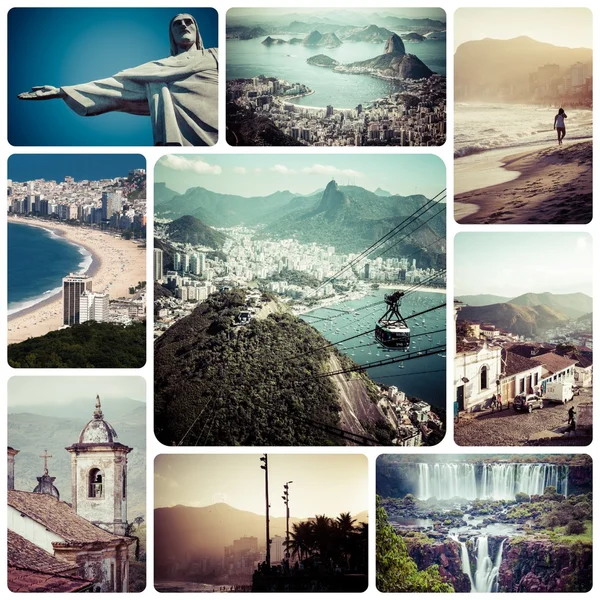 Collage van Rio de Janeiro (Brazilië) beelden - reizen achtergrond (m — Stockfoto