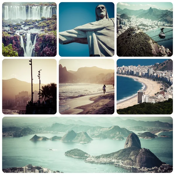 拼贴的里约热内卢 （巴西） 图像-旅行背景 (m — 图库照片