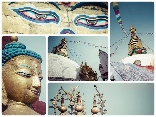 Collage van Kathmandu (Nepal) beelden - reizen achtergrond (mijn phot — Stockfoto