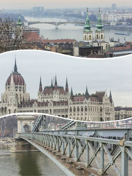 Koláž obrazů Budapešť (Maďarsko) - cestovní pozadí (moje pho — Stock fotografie