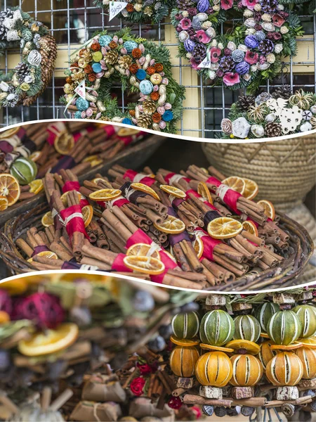 Collage of Christmas Market imágenes - fondo (mis fotos ) — Foto de Stock