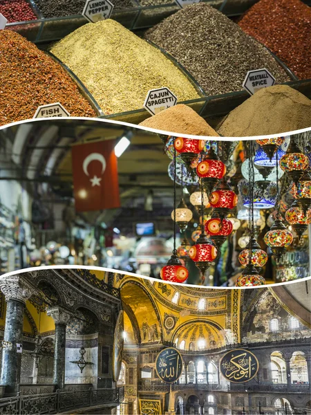 Коллаж изображений Стамбула (Турция) - фон путешествия (мой ф — стоковое фото