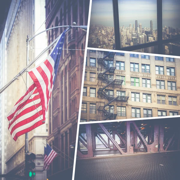 Collage of Chicago (EE.UU.) imágenes - viajes de fondo (mis fotos — Foto de Stock