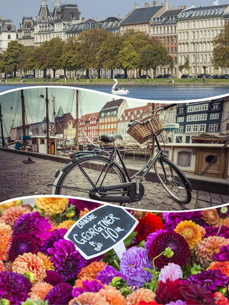 Collage de Copenhague (Dinamarca) imágenes - viajes de fondo (mi — Foto de Stock