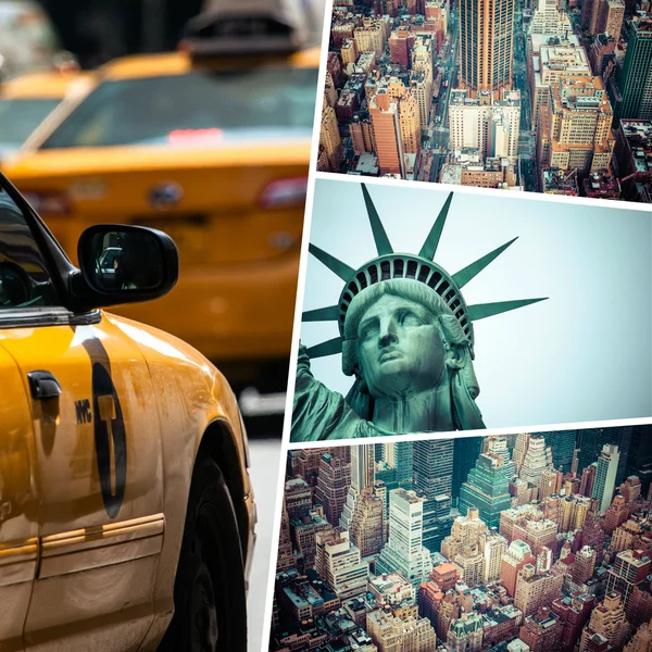 Collage van afbeeldingen van de nieuwe Jork (Usa) - reizen achtergrond (mijn phot — Stockfoto