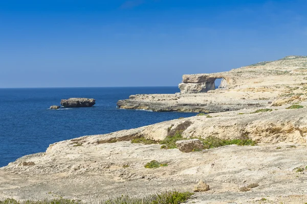 Ventana azul, famoso arco de piedra en la isla de Gozo, Malta —  Fotos de Stock