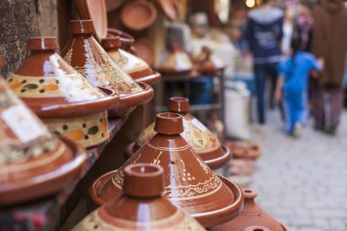 Tajines içinde belgili tanımlık çarşı, Marrakesh, Morocco