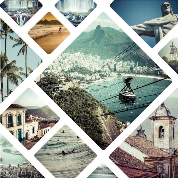 Collage de Río de Janeiro (Brasil) imágenes - viajes de fondo — Foto de Stock