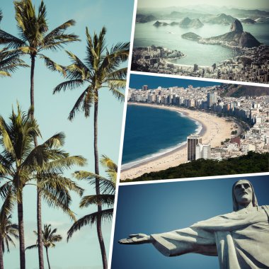 Rio de Janeiro (Brezilya) görüntüleri - seyahat arka plan kolaj 