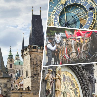 Prag (Çek Cumhuriyeti) görüntüleri - seyahat arka plan kolaj 