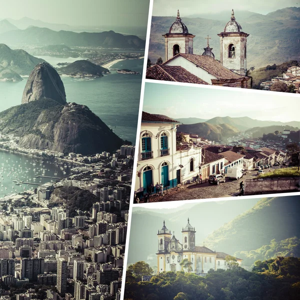 Коллаж изображения Рио-де-Жанейро (Бразилия) - фон путешествия — стоковое фото