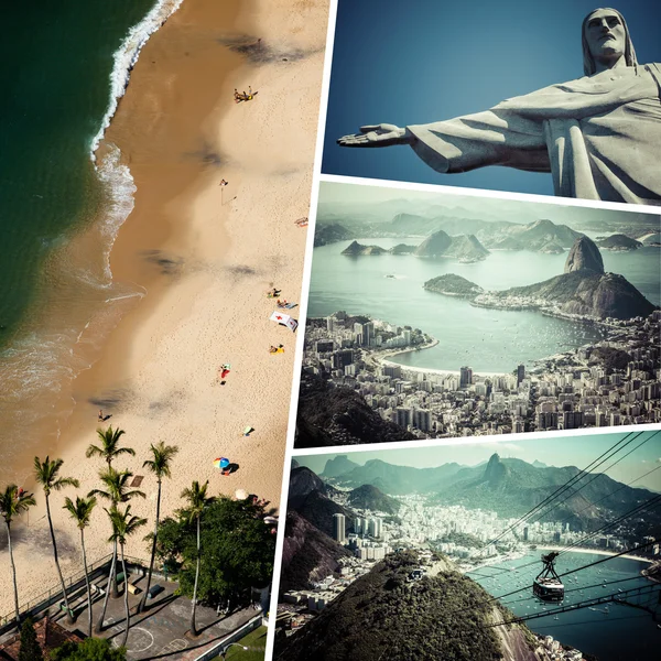 Koláž z Rio de Janeiro (Brazilie) obrazů - cestovní pozadí — Stock fotografie