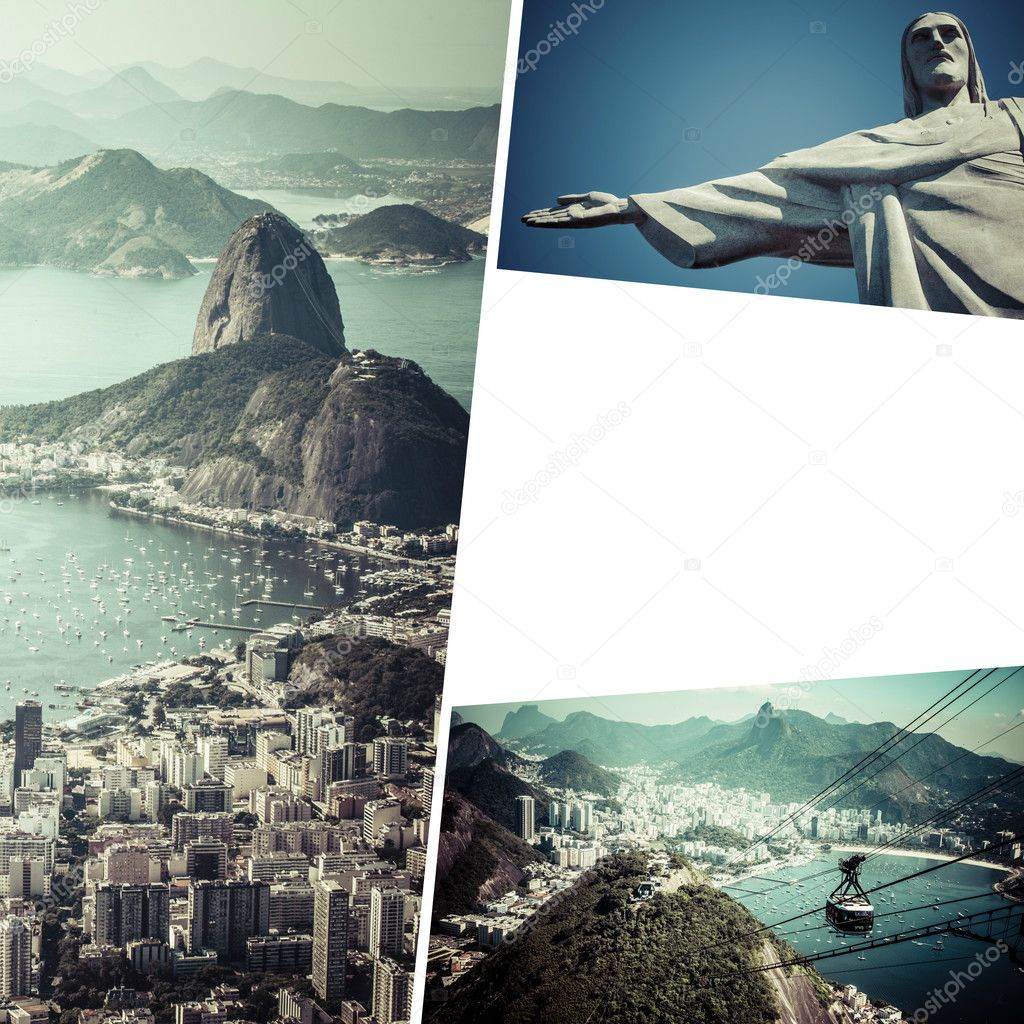 Collage of Rio de Janeiro ( Brazil ) images - travel background 