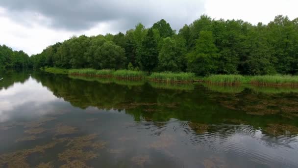 De Poolse lake view op bewolkte dag. — Stockvideo