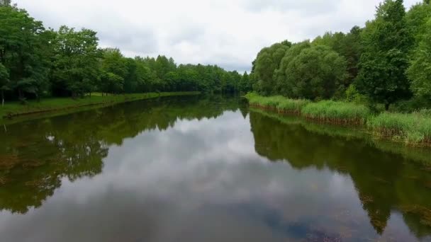 Zobacz polskie jeziora w pochmurny dzień. — Wideo stockowe