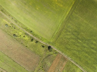 Yeşil tepe ve Polonya mavi gökyüzü ile kırsal manzara. Sağa sola görüntülemek