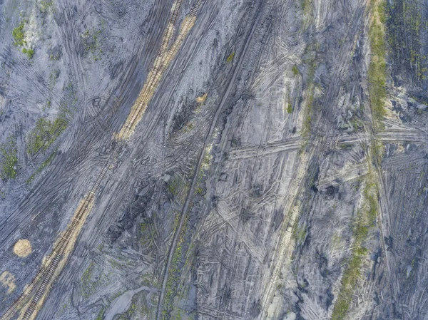 Mina de carbón en el sur de Polonia. Tierra destruida. Vista desde arriba . —  Fotos de Stock