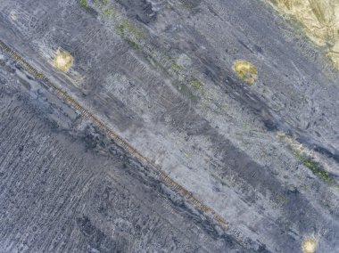 Benimkinde Güney Polonya kömür. Yok edilen arazi. Yukarıdan görüntülemek.