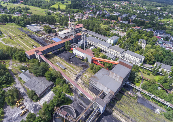 Coal mine in south of Poland. Destroyed land. View from above.