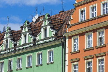 Pazar squar Wroclaw, Polonya - Temmuz 07, 2016:Architecture