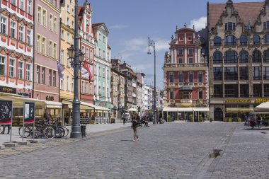 Pazar squar Wroclaw, Polonya - Temmuz 07, 2016:Architecture