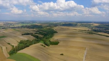 Hasat alan peyzaj summert Polonya, havadan görünümü.