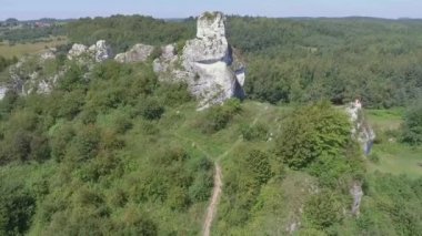 Kireçtaşı rock Jura Krakowsko-Czestochowska. Polonya. Yukarıdan görüntülemek.