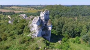Kireçtaşı rock Jura Krakowsko-Czestochowska. Polonya. Yukarıdan görüntülemek.