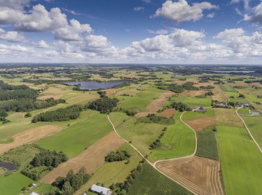 Suwalki Peyzaj Park, Polonya. Yaz saati. Yukarıdan görüntülemek.