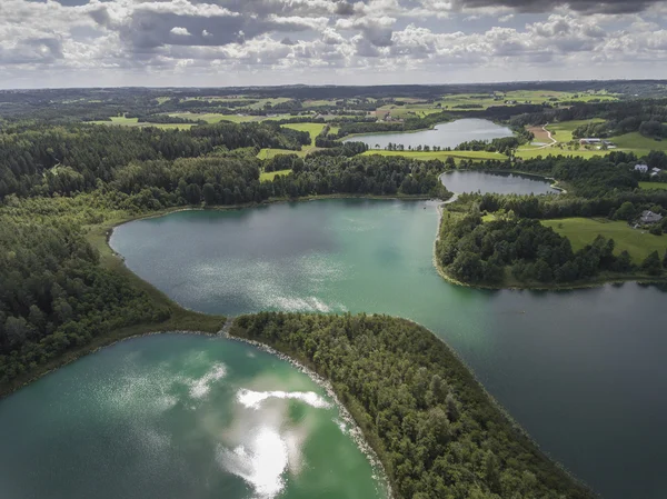 Suwalki Peyzaj Park, Polonya. Yaz saati. Yukarıdan görüntülemek. — Stok fotoğraf