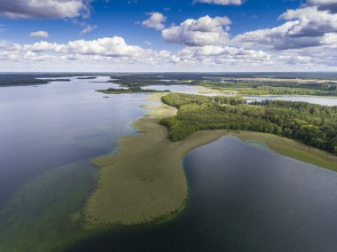 Lake Wigry Milli Parkı. Suwalszczyzna, Polonya. Mavi su ve 