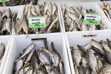 Tuzlu balık çiftçilere piyasa Odessa, Ukrayna, kurutulmuş.