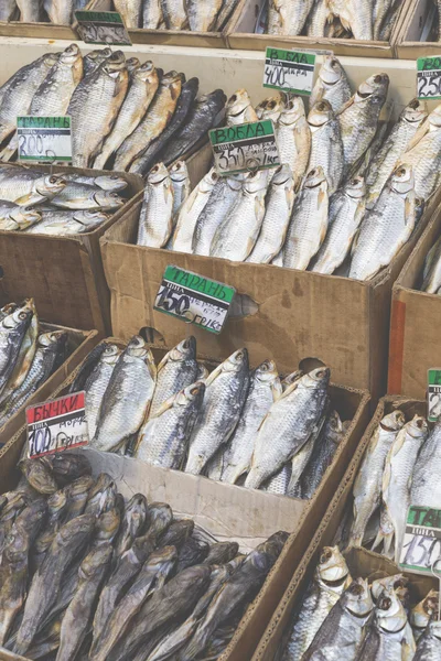 Szárított sózott hal: a mezőgazdasági termelők piacra, itt: Ogyessza, Ukrajna. — Stock Fotó
