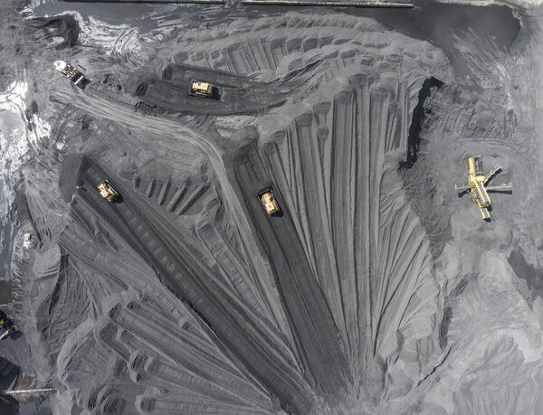 Coal mine in south of Poland. Destroyed land. View from above.