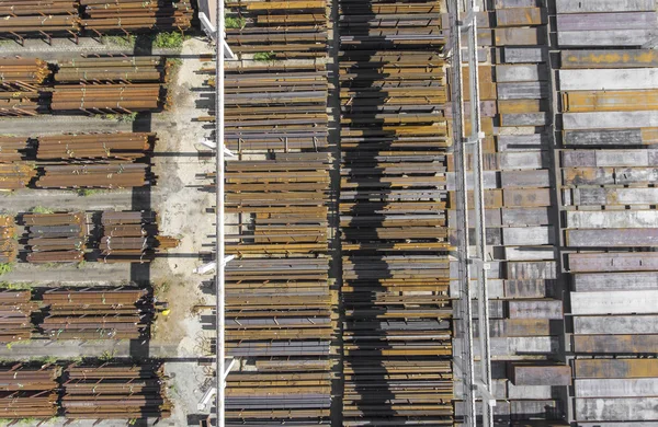 Industrial storage place, view from above. Steel elements. — Stock Photo, Image
