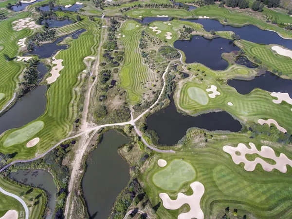 Aerial view over golf field in Poland. Summer time. — Stock Photo, Image