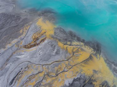 Bozulmuş manzara Polonya. Yok edilen arazi. Yukarıdan görüntüleyin. S