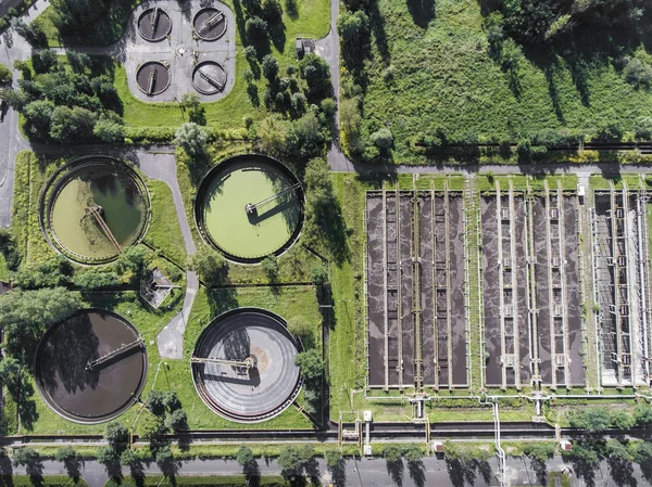 Aerial view of sewage treatment plant in Poland. — Stock Photo, Image