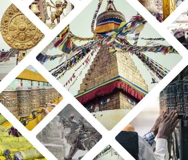 Colagem de imagens de Kathmandu (Nepal) - fundo de viagem (meu fot — Fotografia de Stock