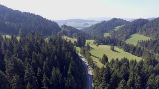 Góry landcsape w okresie letnim w południe. Od góry. — Wideo stockowe