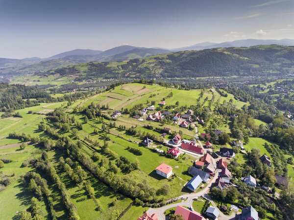 Mountain landcsape at summer time in south of Poland. View from above.