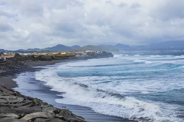 Vista Aérea Costa Atlântica Ribeira Grande Ilha São Miguel Ilhas — Fotografia de Stock