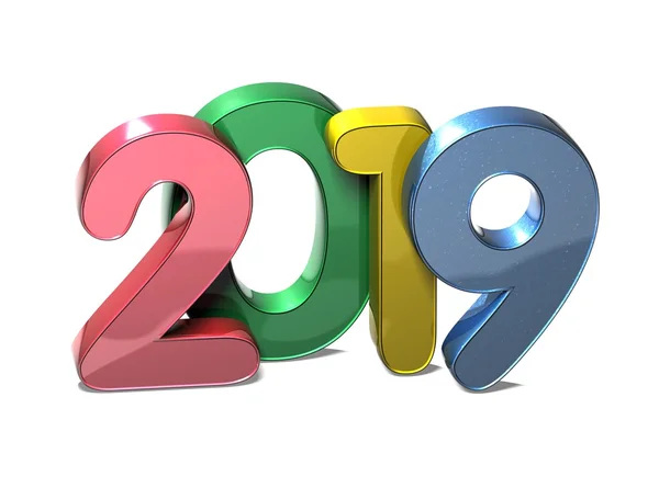 3D Year 2019 on white background — Stock Photo, Image