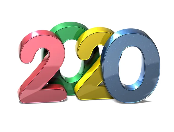 beyaz zemin üzerinde 3D yıl 2020