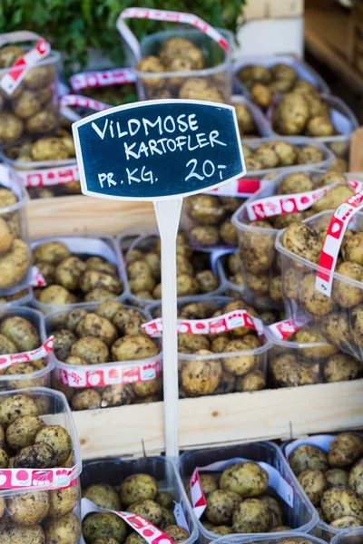 公開市場のカウンターの上の patatoes — ストック写真