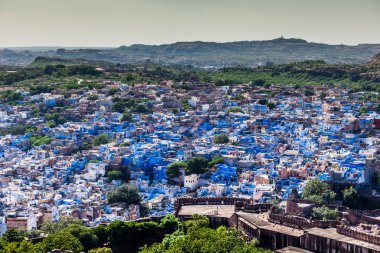 jodhpur, mehrangarh fort, rajasthan, Hindistan mavi şehir manzarası 